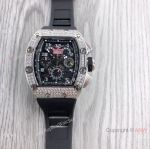 Bust Down Richard Mille RM011-fm Watches Black Rubber Strap